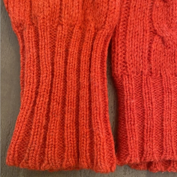 VTG British Shetland Wool Sweater Size 38 Cable Knit red orange J.G. Hook - Picture 8 of 8